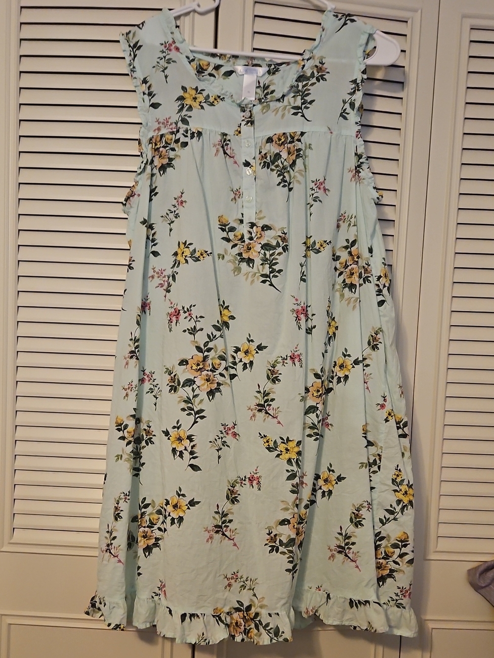 Adonna Light Mint Floral Midi Cotton Dress with Yellow Blossoms